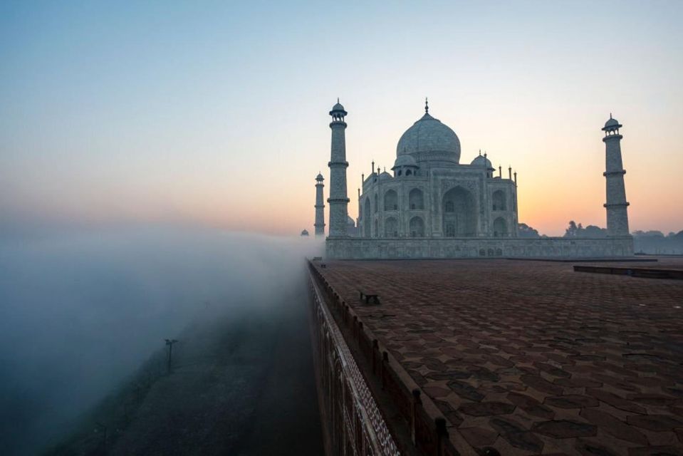 Taj Mahal glowing at golden sunset