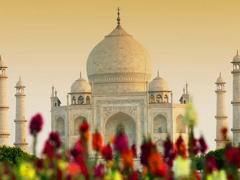 Taj Mahal wide view from the garden